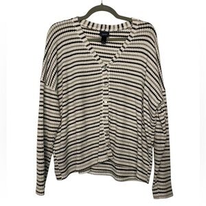 Daytrip Striped Waffle‎ Knit Lightweight Cardigan LARGE Excellent Condition